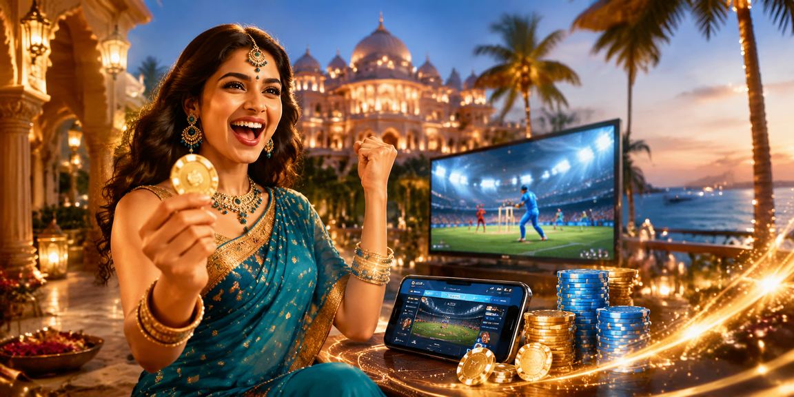 Player enjoying exclusive casino bonus in Indian traditional attire
